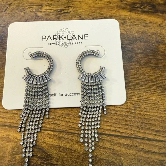 Park Lane Silver Crystal Cascade Fringe Earrings - Picture 3 of 3